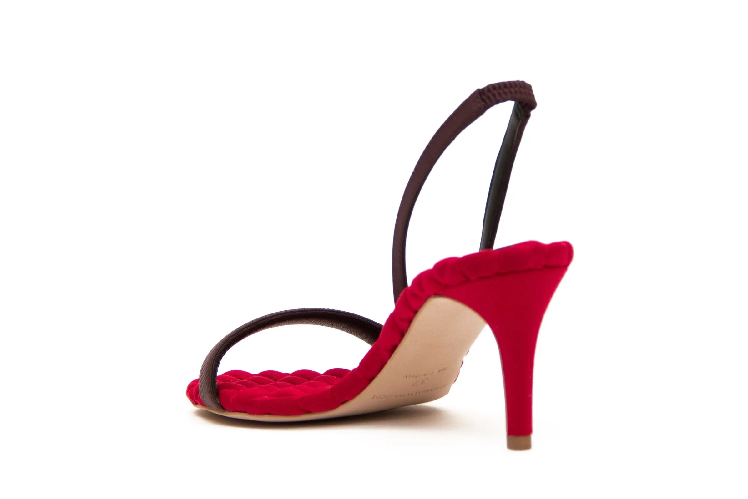 Claudia Vegan Satin High-Heeled Slingback Sandalen | Bordeaux