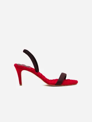 Claudia Vegan Satin High-Heeled Slingback Sandalen | Bordeaux