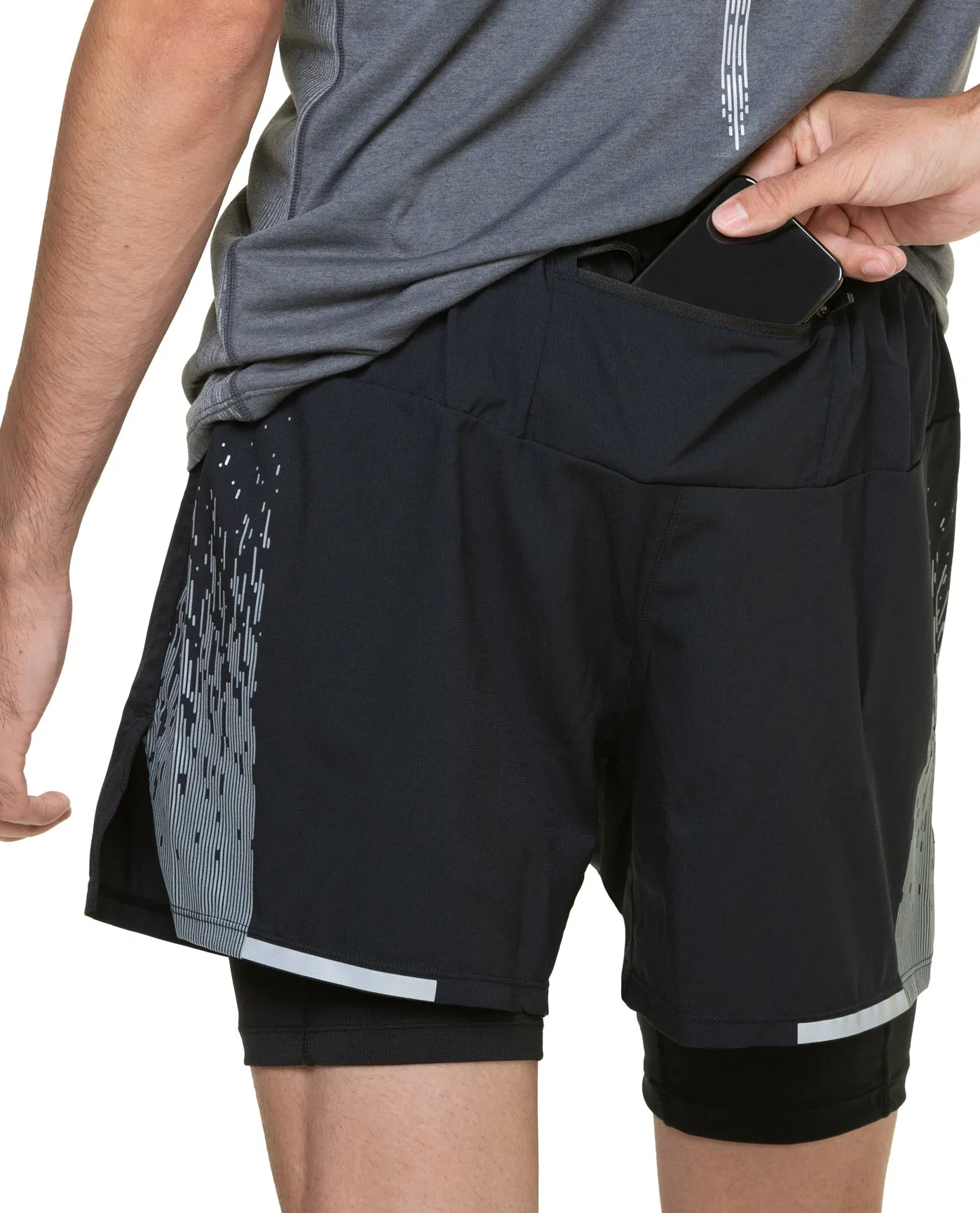 Bekleidung Ronhill Herren Ronhill Tech Reflect Twin 2 In 1 Herren Laufshorts - Schwarz