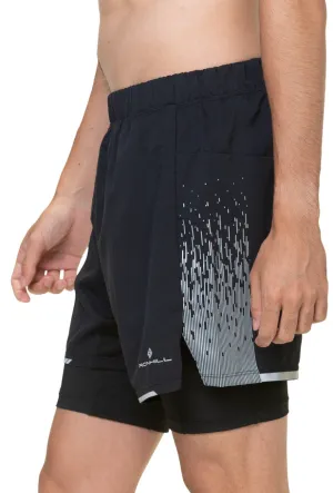 Bekleidung Ronhill Herren Ronhill Tech Reflect Twin 2 In 1 Herren Laufshorts - Schwarz