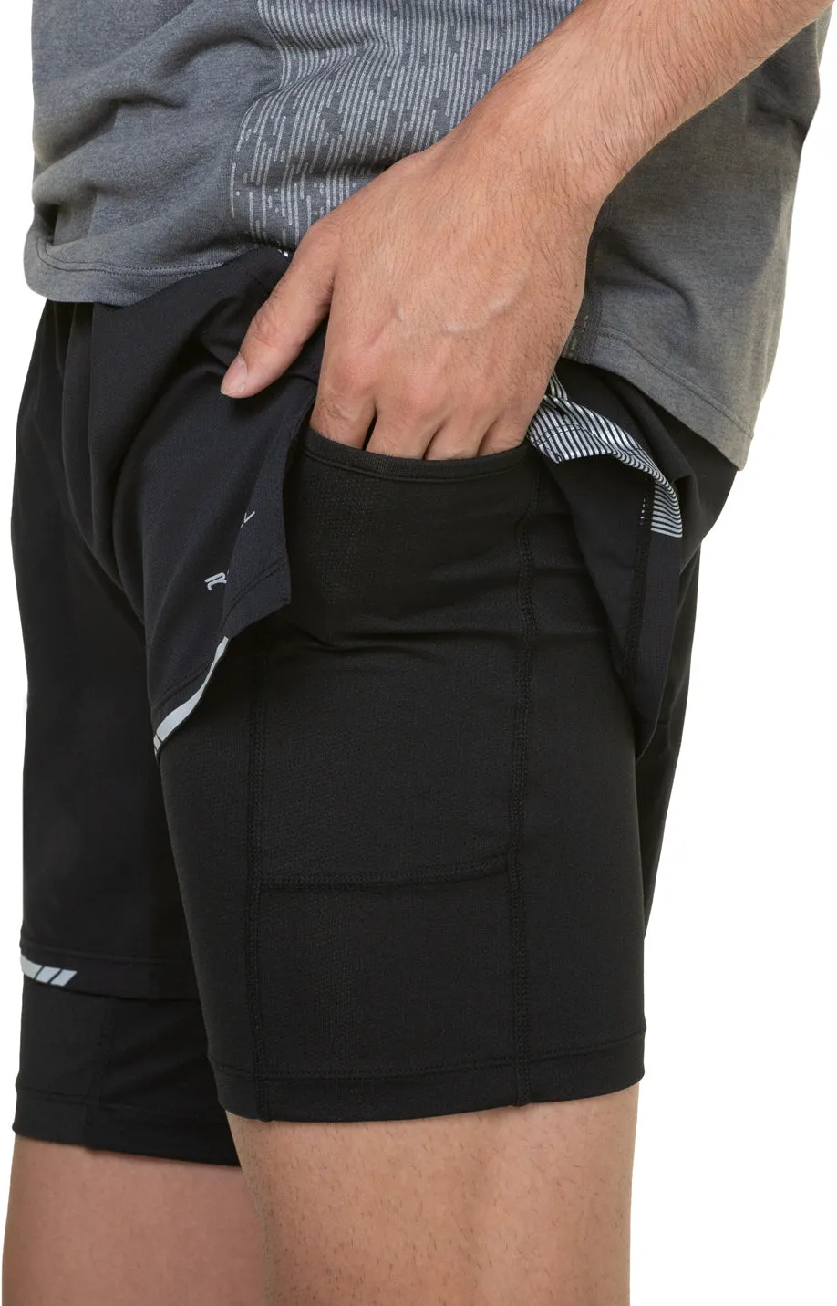 Bekleidung Ronhill Herren Ronhill Tech Reflect Twin 2 In 1 Herren Laufshorts - Schwarz