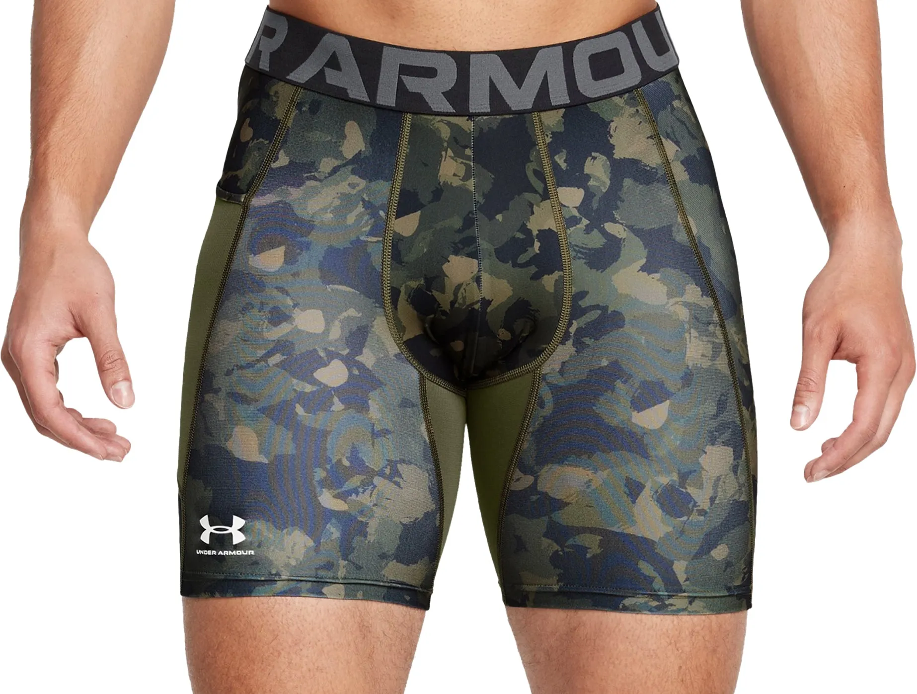Bekleidung Under Armour Herren Under Armour HeatGear Bedruckte Kompressions-Short-Tights - Grün