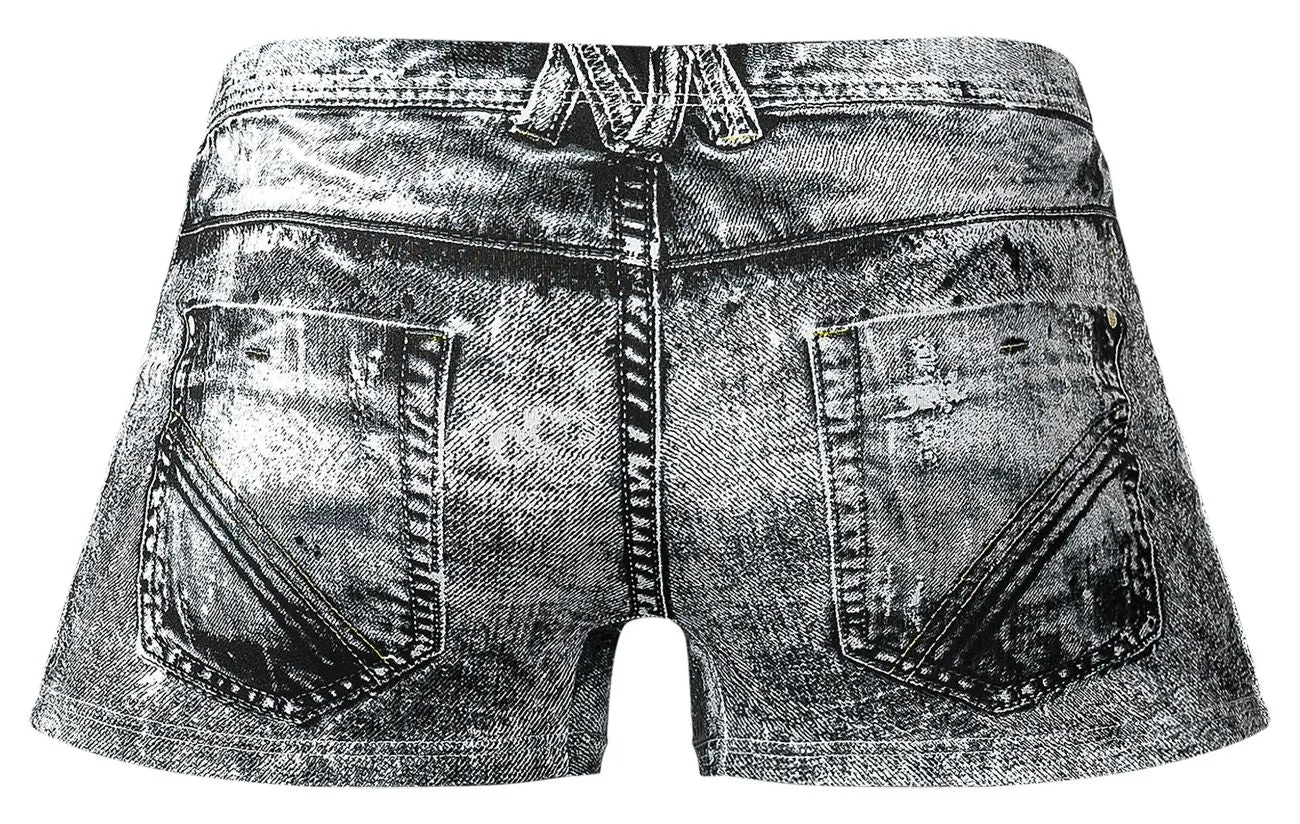 Bekleidung_Herren Power_Herrenunterwäsche Male Power 145-286 Schmutziger Denim Mini Short Farbe Denim Druck