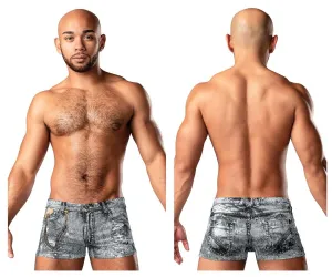Bekleidung_Herren Power_Herrenunterwäsche Male Power 145-286 Schmutziger Denim Mini Short Farbe Denim Druck