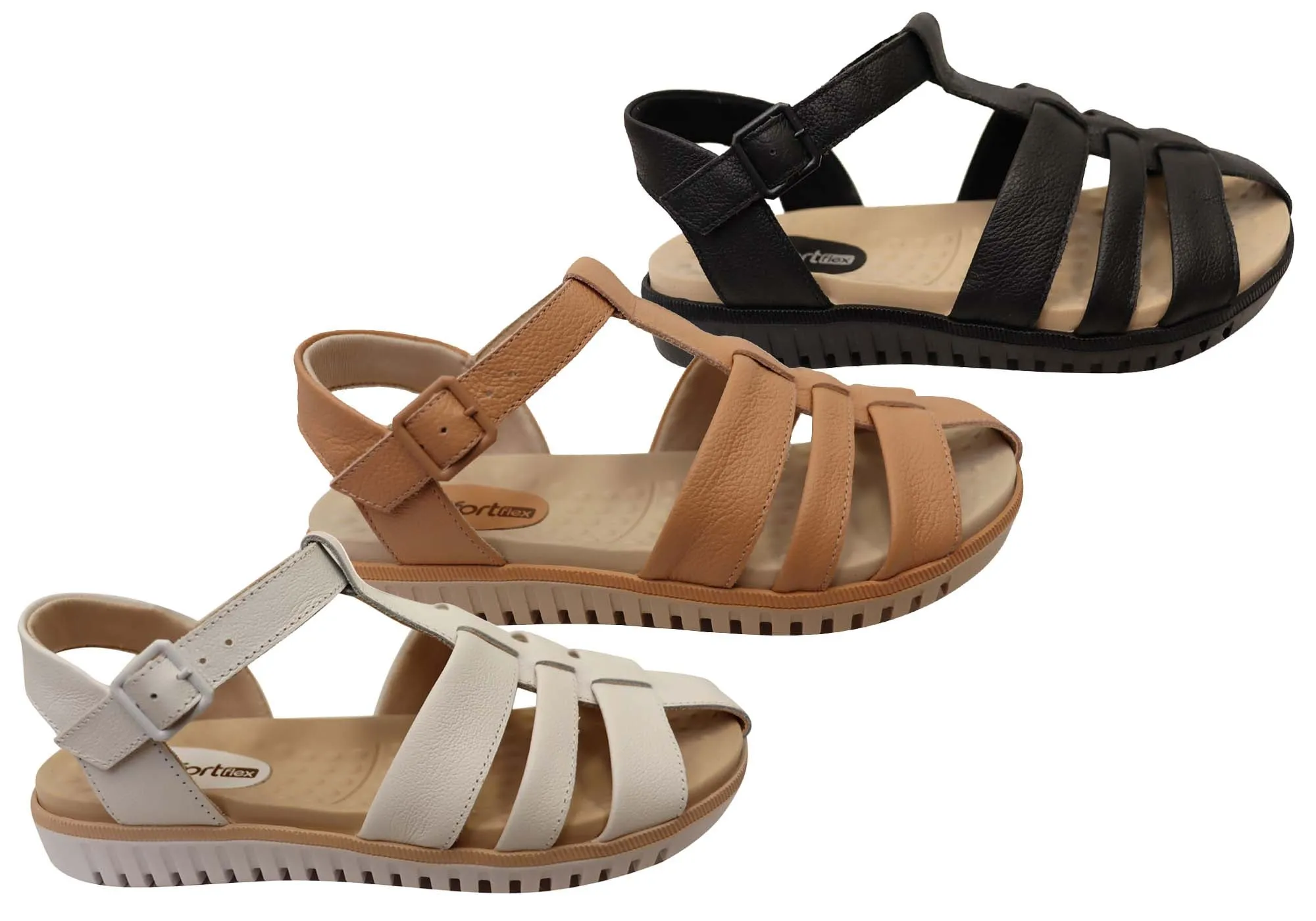 Comfortflex Kelly Damen Bequeme Ledersandalen Hergestellt in Brasilien Comfortflex Schuhe
