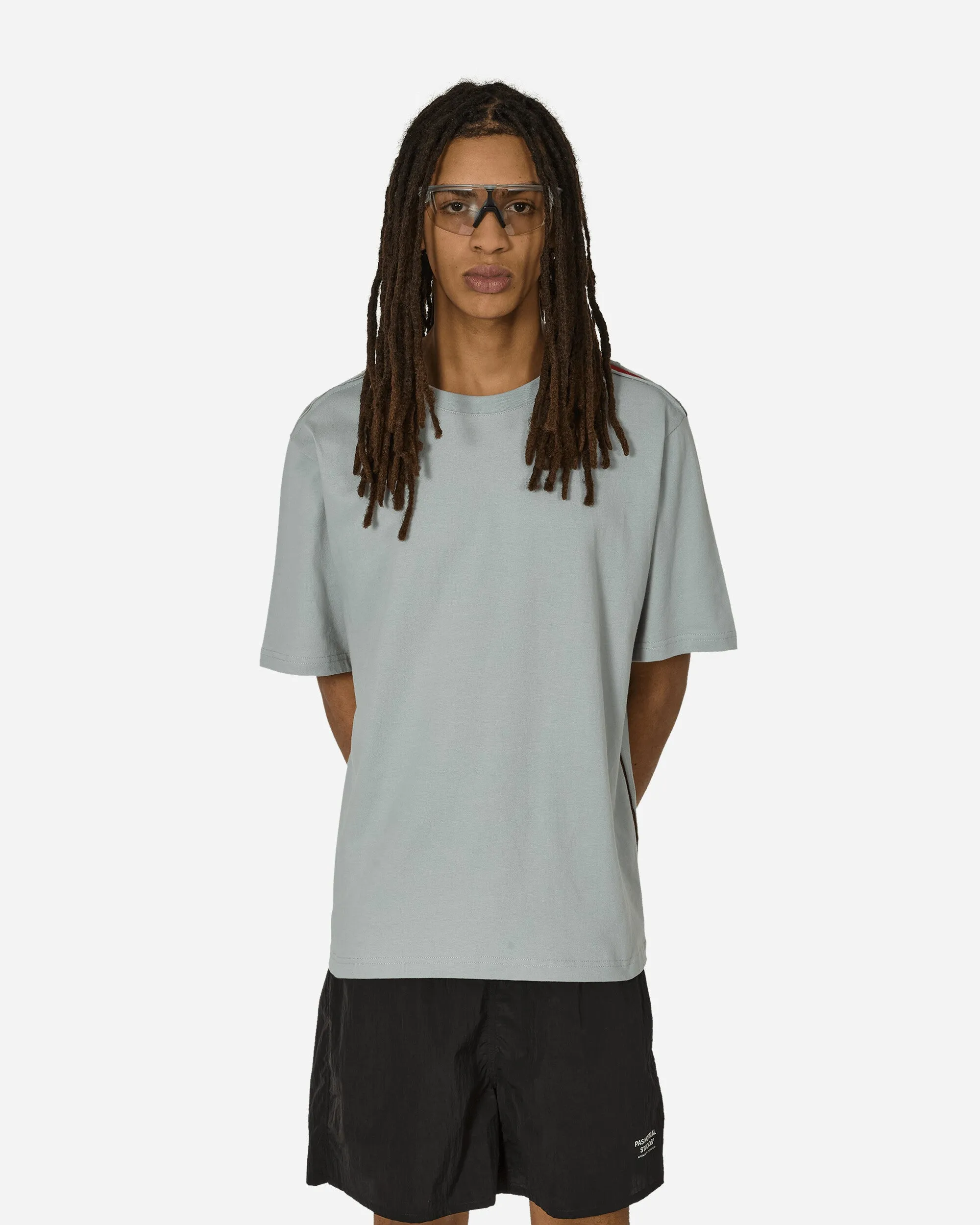 Kontrast Mesh Panel T-Shirt Nebelblau
