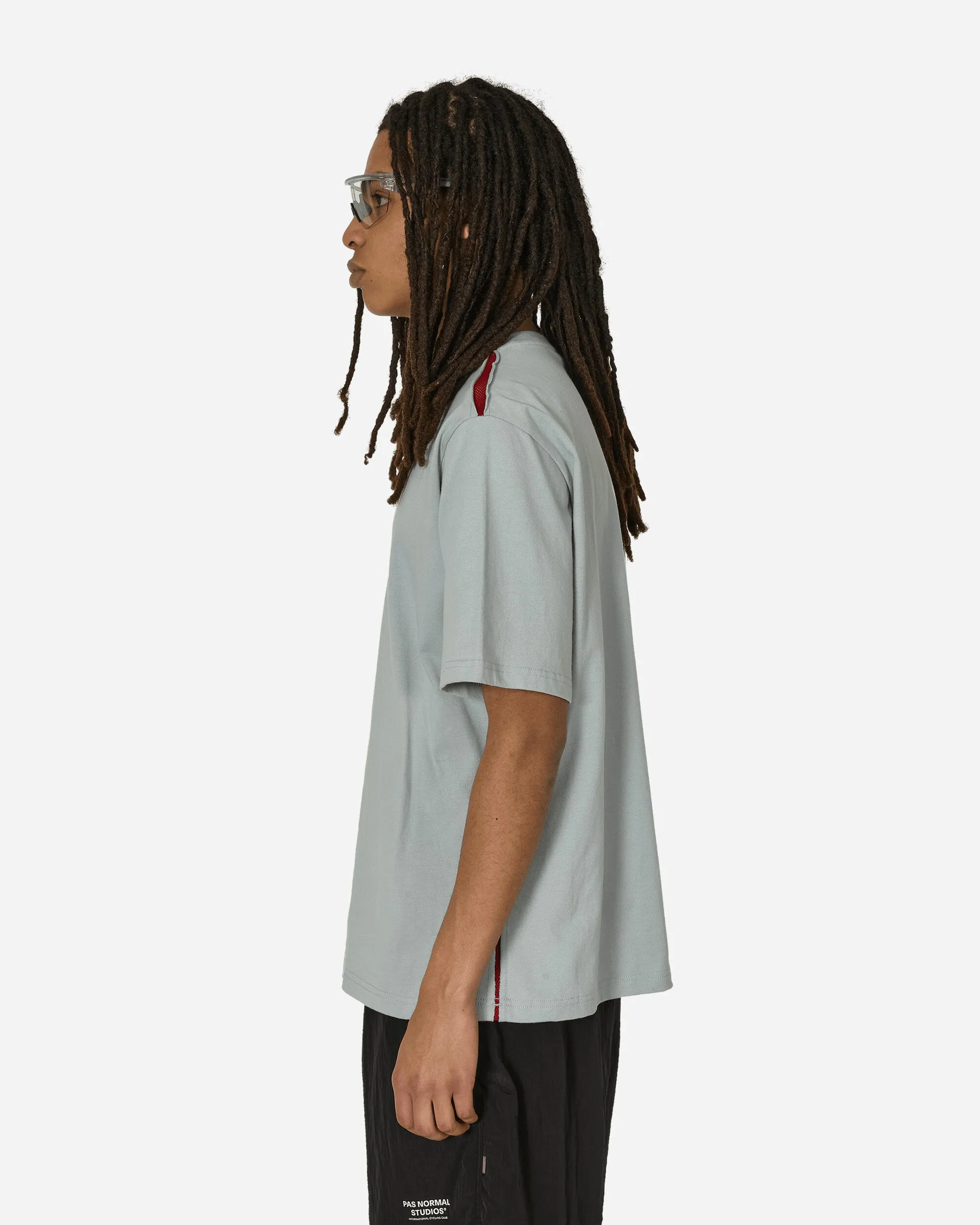 Kontrast Mesh Panel T-Shirt Nebelblau