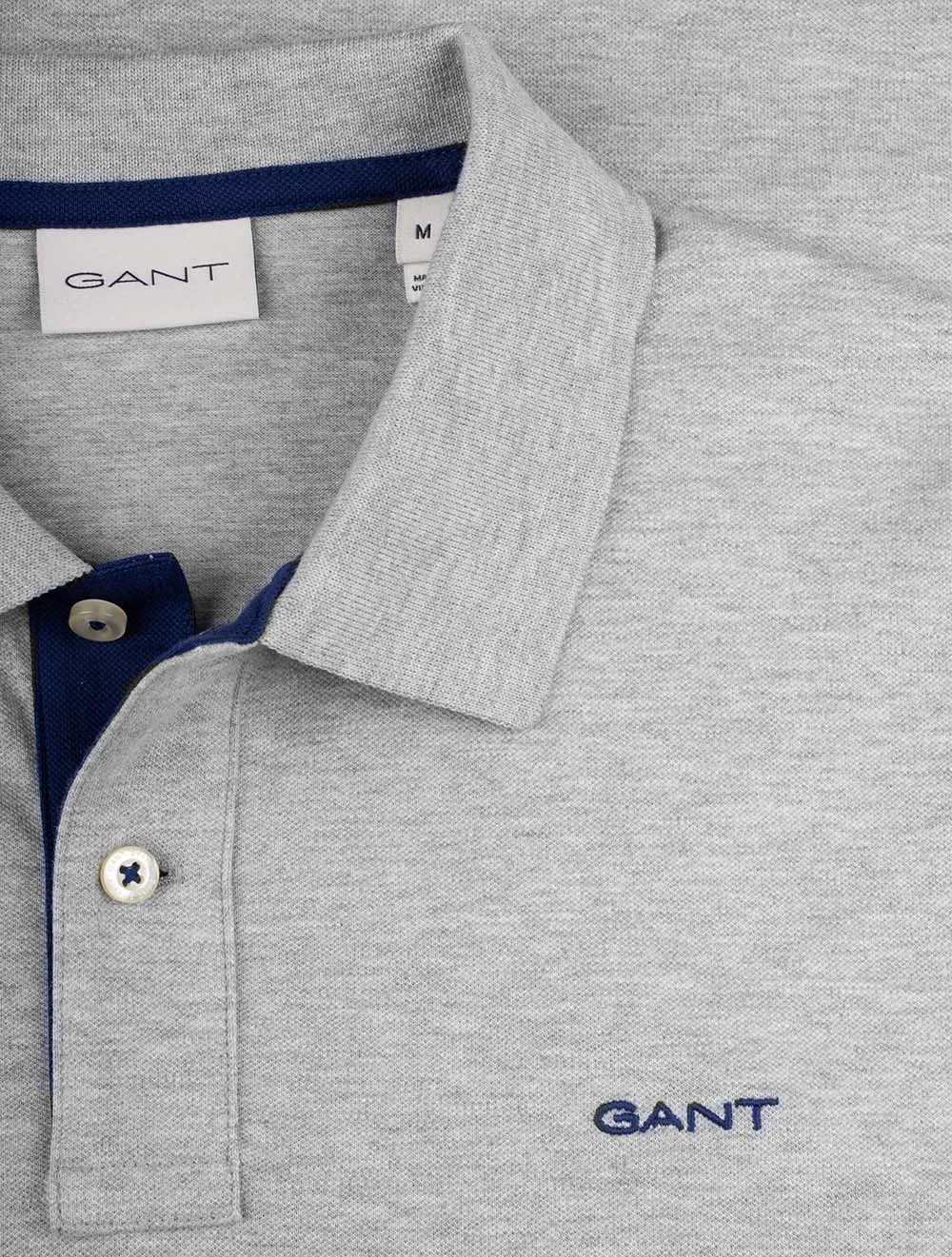 Kontrast Kurzarm Piqué Polohemd Regular Fit Grau Melange