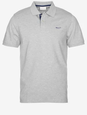 Kontrast Kurzarm Piqué Polohemd Regular Fit Grau Melange