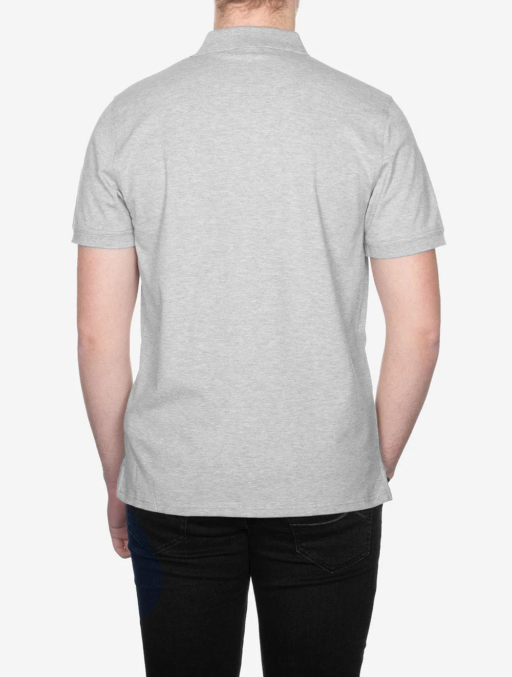 Kontrast Kurzarm Piqué Polohemd Regular Fit Grau Melange