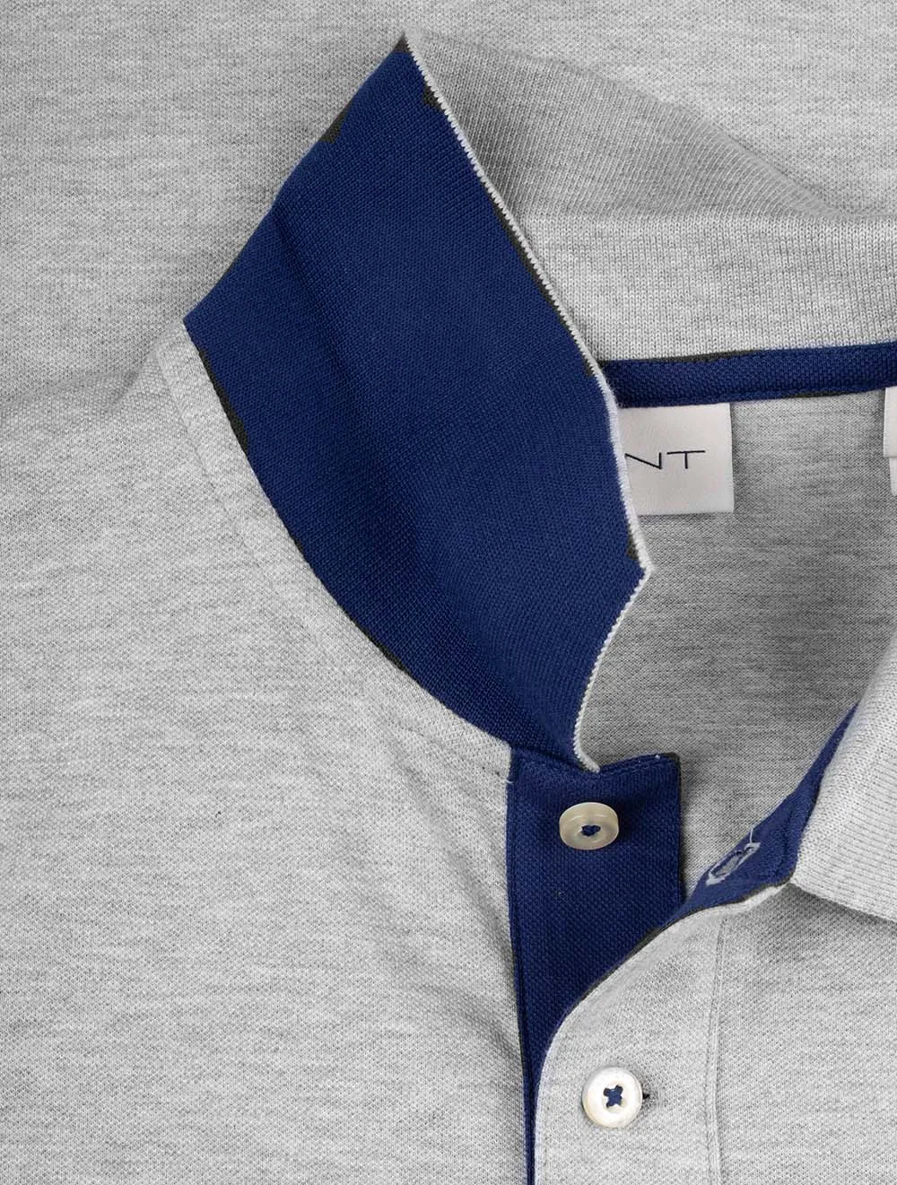 Kontrast Kurzarm Piqué Polohemd Regular Fit Grau Melange