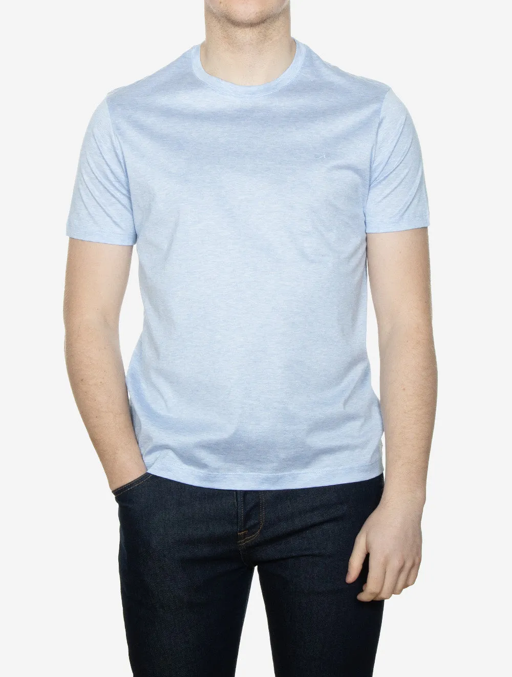 Baumwoll-Kurzarm-T-Shirt Blau
