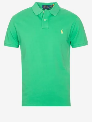 Maßgeschneidertes schlankes Mesh-Polohemd Grün Asche