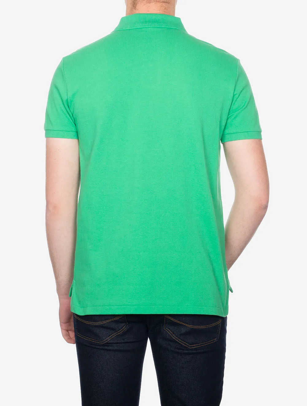 Maßgeschneidertes schlankes Mesh-Polohemd Grün Asche