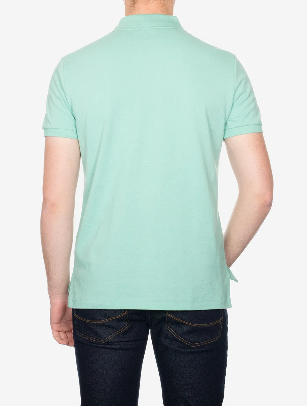 Maßgeschneidertes schlankes Mesh-Polohemd in Grün