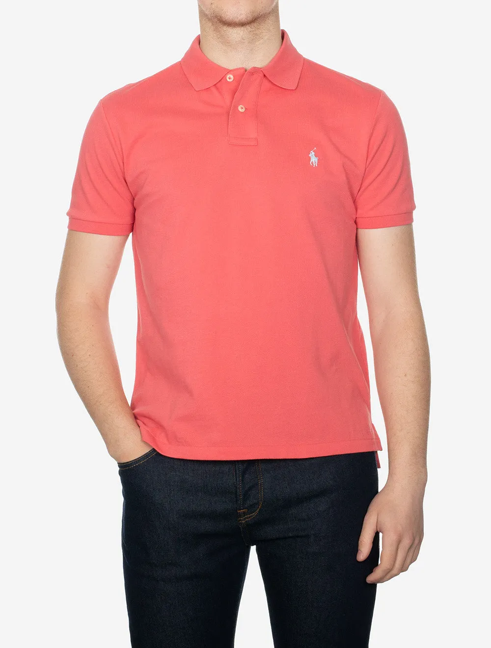 Maßgeschneidertes schlankes Mesh-Polohemd Rot