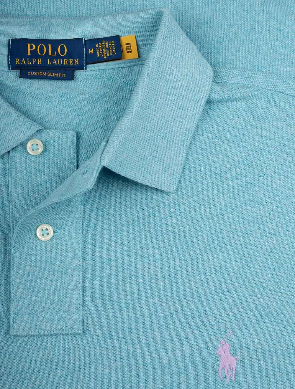 Maßgeschneidertes schlankes Mesh-Polohemd in Türkis