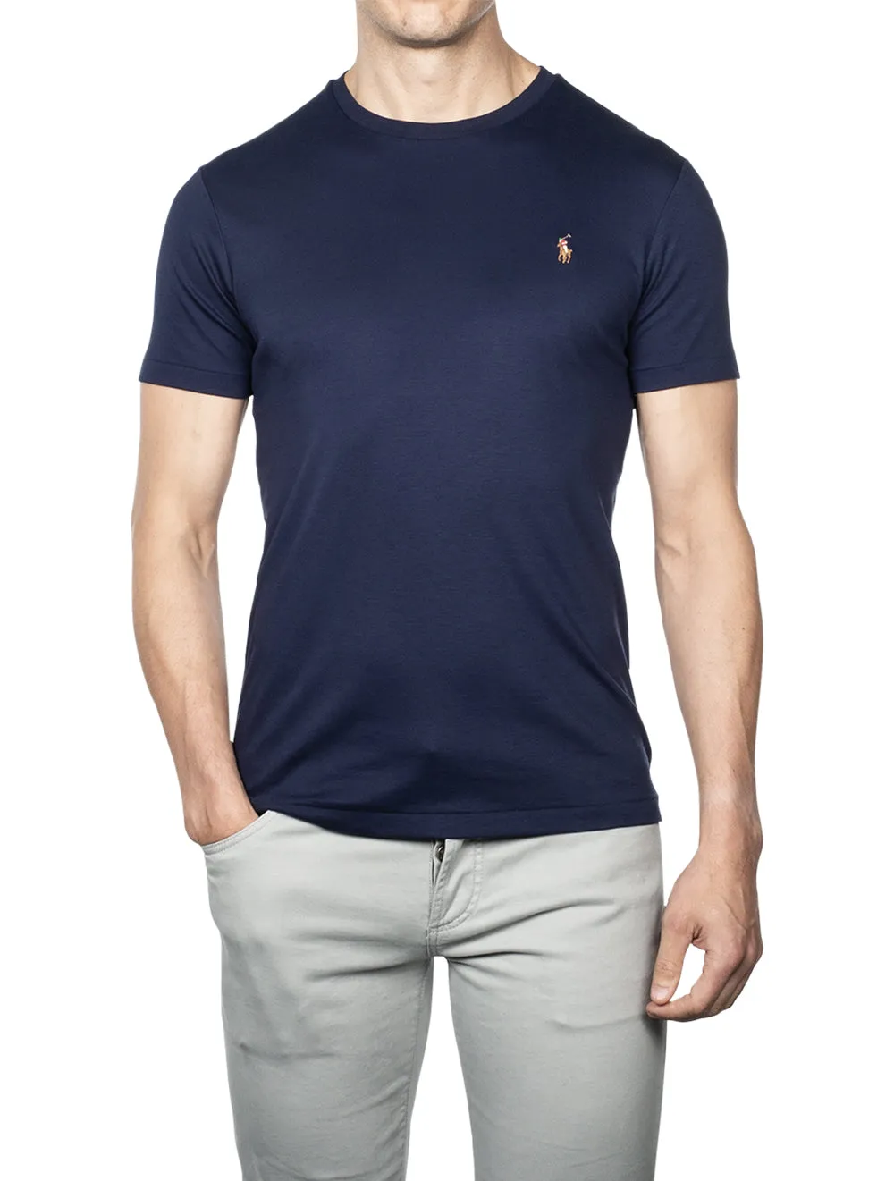 Maßgeschneidertes Slim Fit T-Shirt aus weicher Baumwolle in Cruise Navy