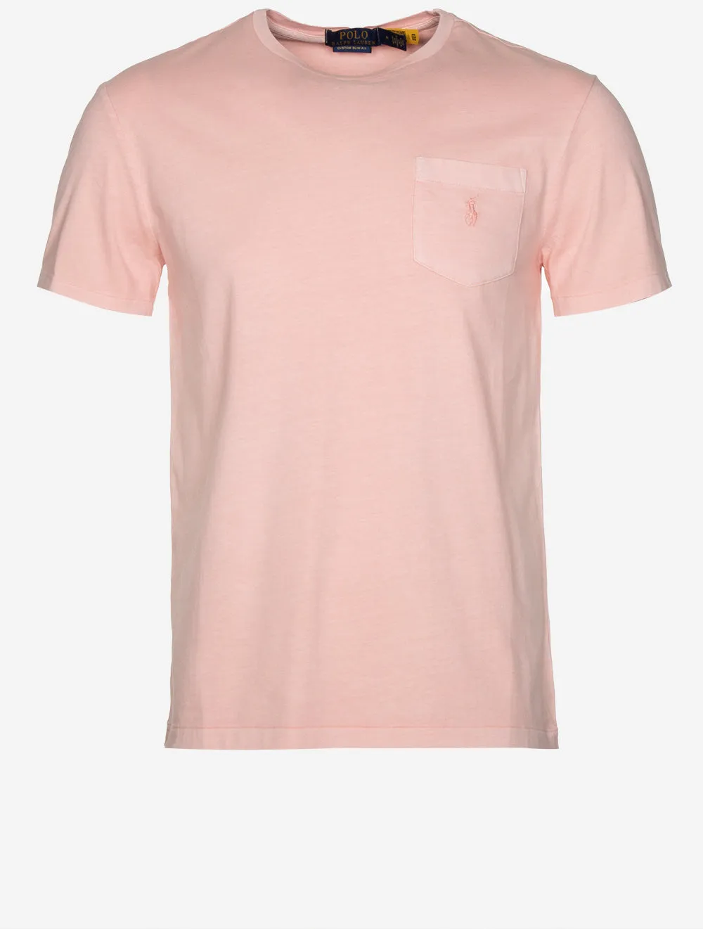 Maßgeschneidertes schlankes T-Shirt mit mineralisch gefärbter Tasche in Rosa