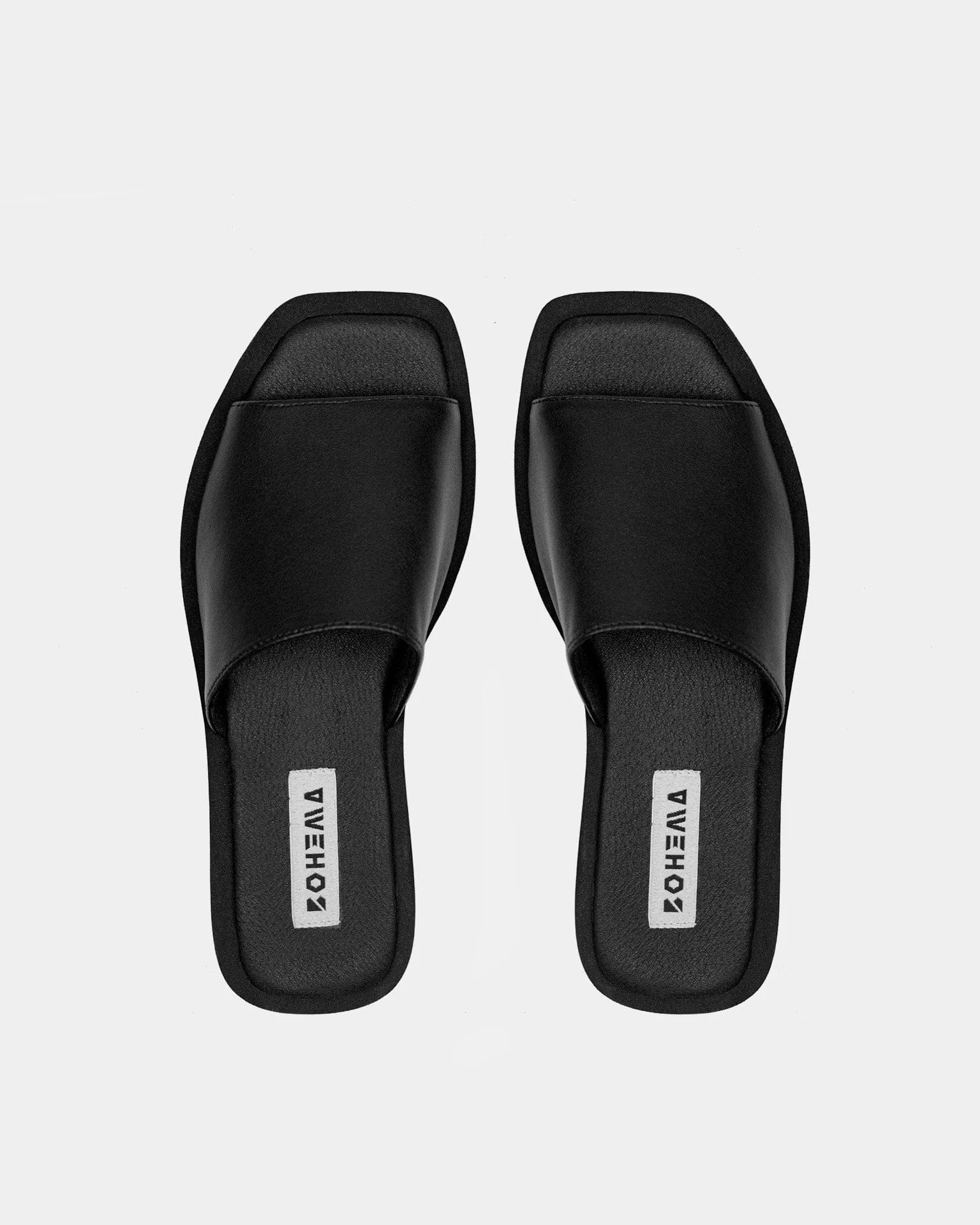 Desserto® Kaktus-Leder Vegane Flache Slides | Schwarz