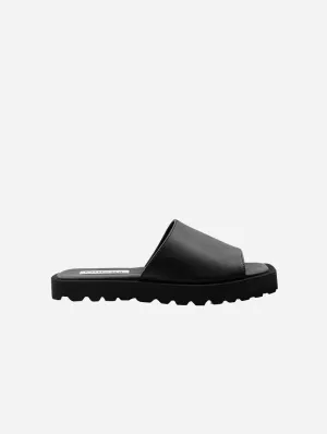 Desserto® Kaktus-Leder Vegane Flache Slides | Schwarz