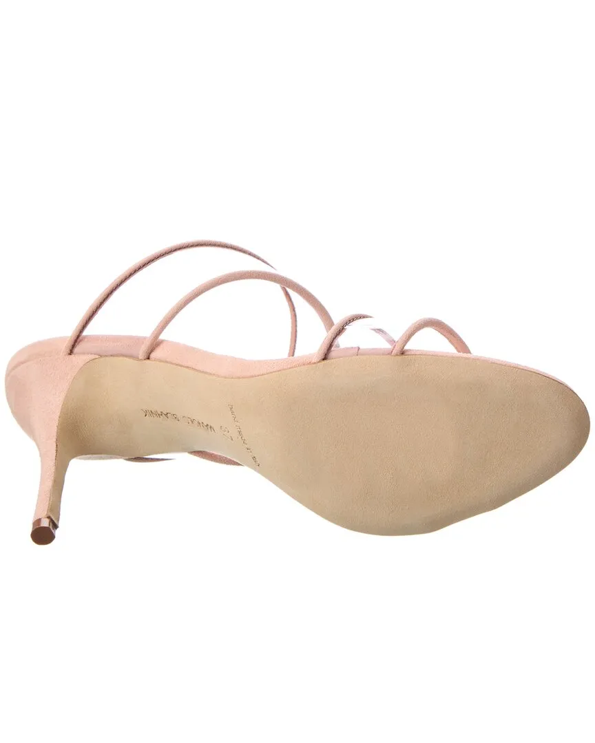 DNU Manolo Blahnik Invymu 90 Vinyl & Wildleder Sandale (Authentische Gebrauchtware)