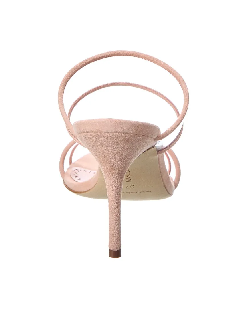 DNU Manolo Blahnik Invymu 90 Vinyl & Wildleder Sandale (Authentische Gebrauchtware)