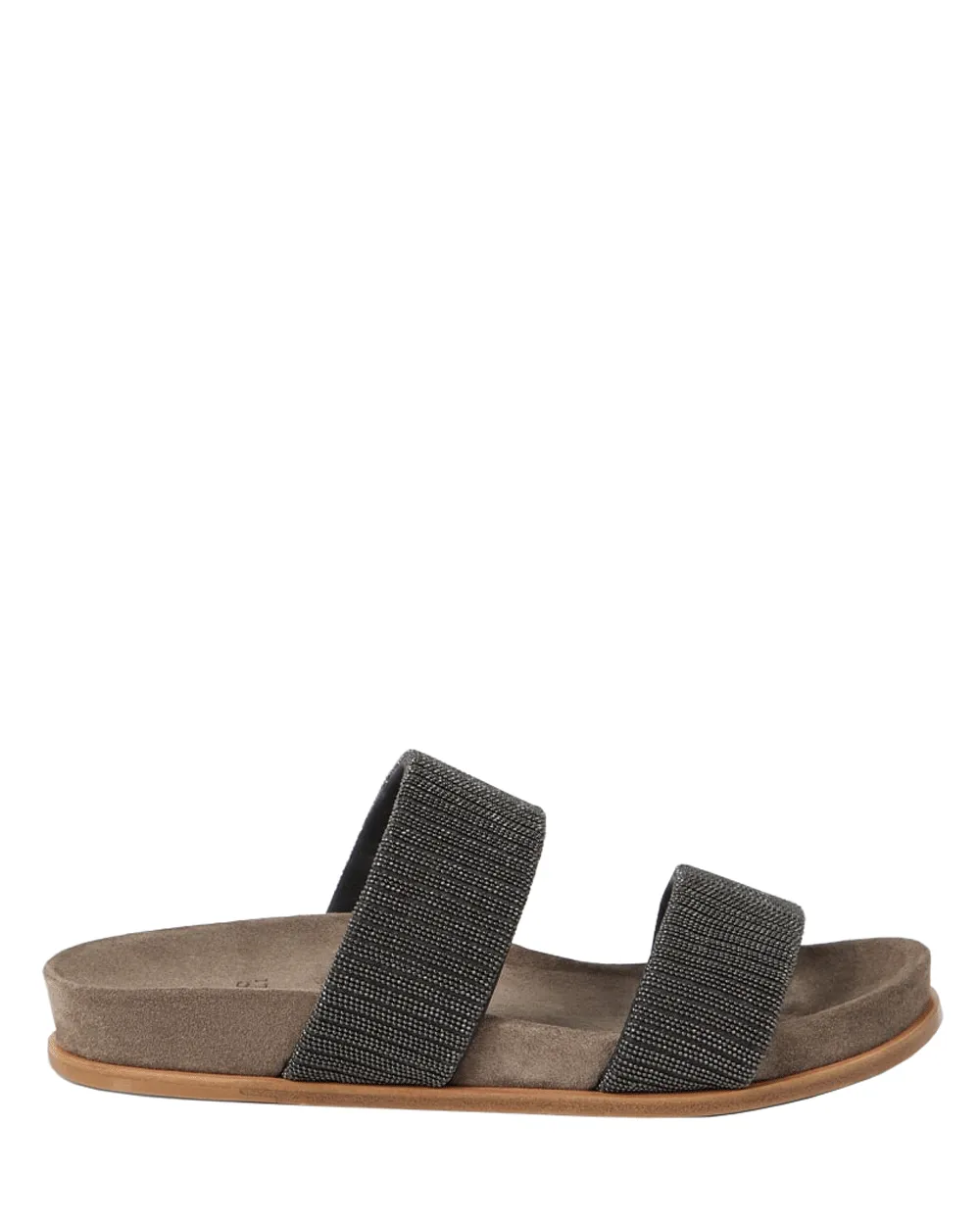 Doppelte Monili-Riemchen-Sandalen in Anthrazit
