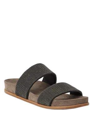 Doppelte Monili-Riemchen-Sandalen in Anthrazit