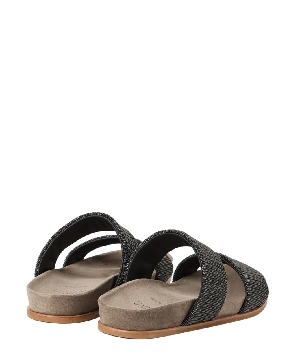 Doppelte Monili-Riemchen-Sandalen in Anthrazit