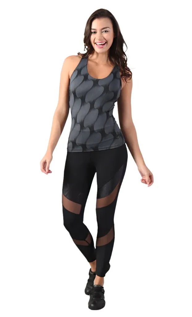 Equilibrium Activewear Leggings L7015 Ava Schwarz mit schwarzem Mesh