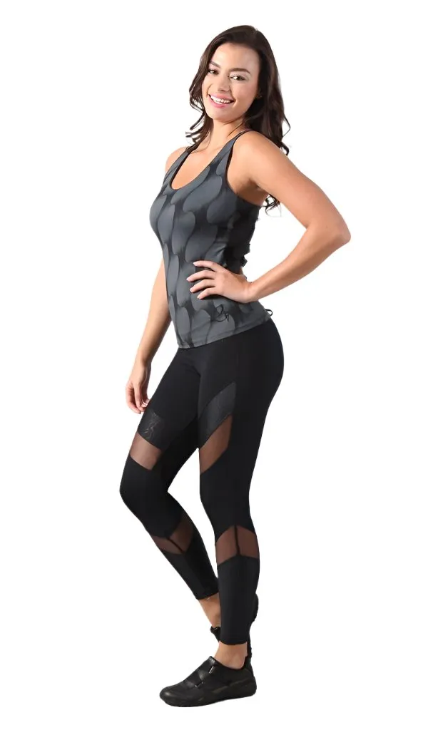 Equilibrium Activewear Leggings L7015 Ava Schwarz mit schwarzem Mesh