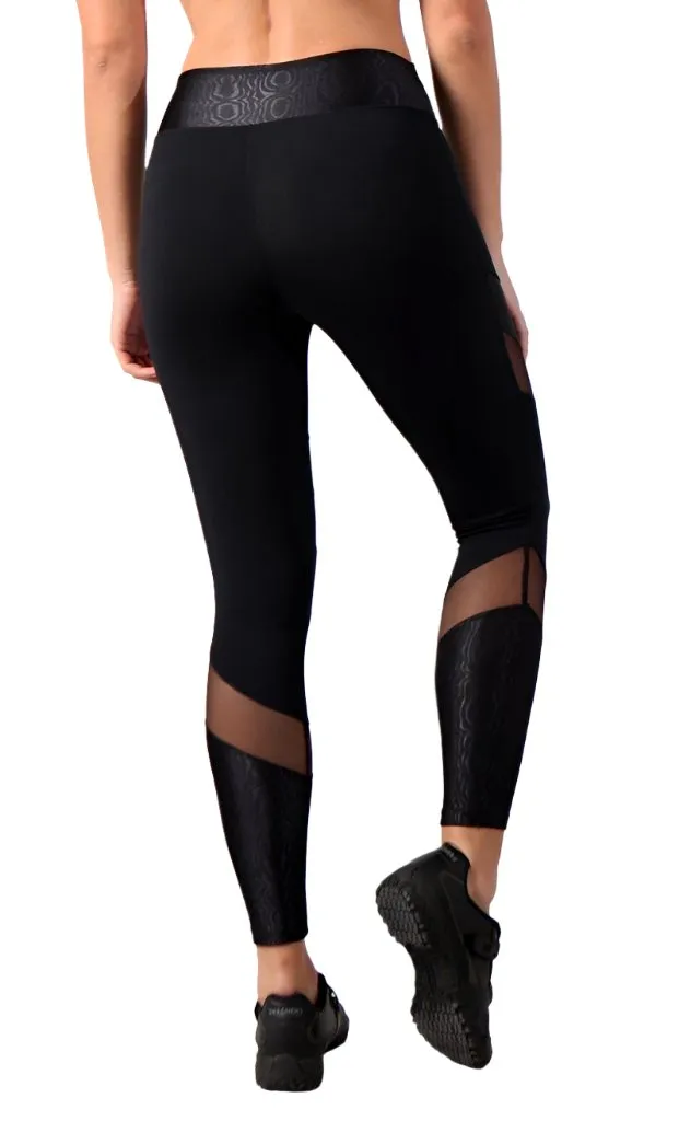 Equilibrium Activewear Leggings L7015 Ava Schwarz mit schwarzem Mesh