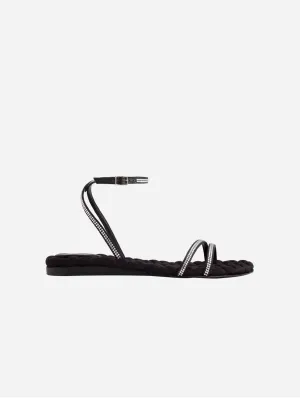 Faye Vegan Baumwoll-Sandalen mit Polsterung | Schwarzer Kristall