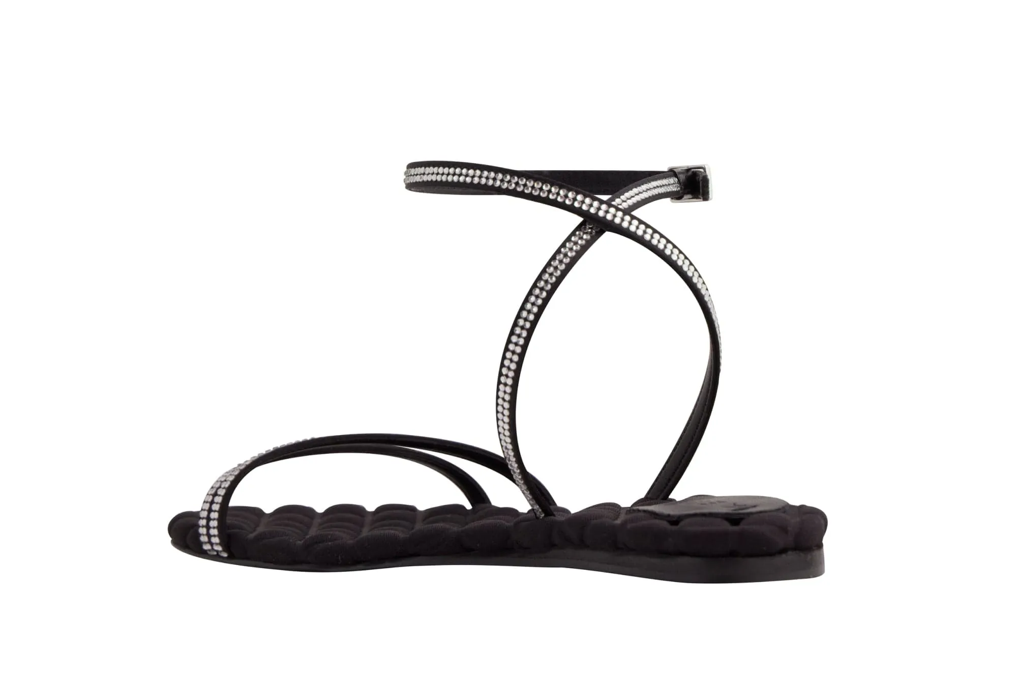 Faye Vegan Baumwoll-Sandalen mit Polsterung | Schwarzer Kristall