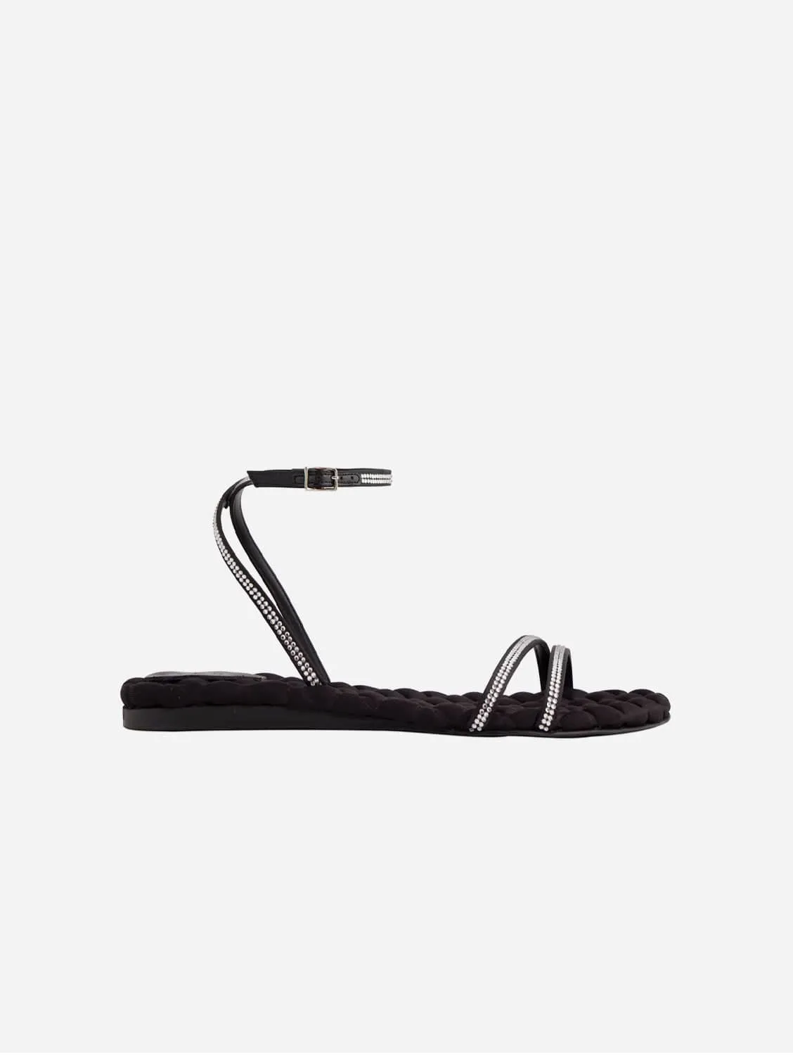 Faye Vegan Baumwoll-Sandalen mit Polsterung | Schwarzer Kristall