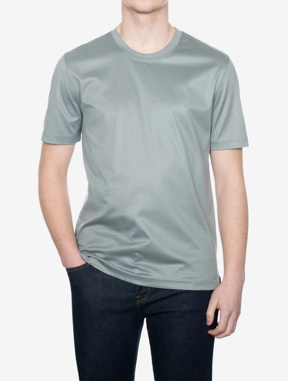 Filo Di Scozia Crew Neck Slim Fit T-Shirt Hellgrau