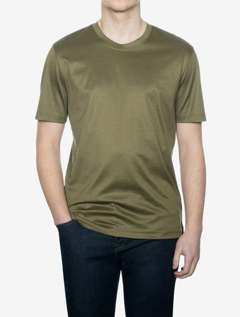 Filo Di Scozia Rundhals-T-Shirt Dunkelgrün