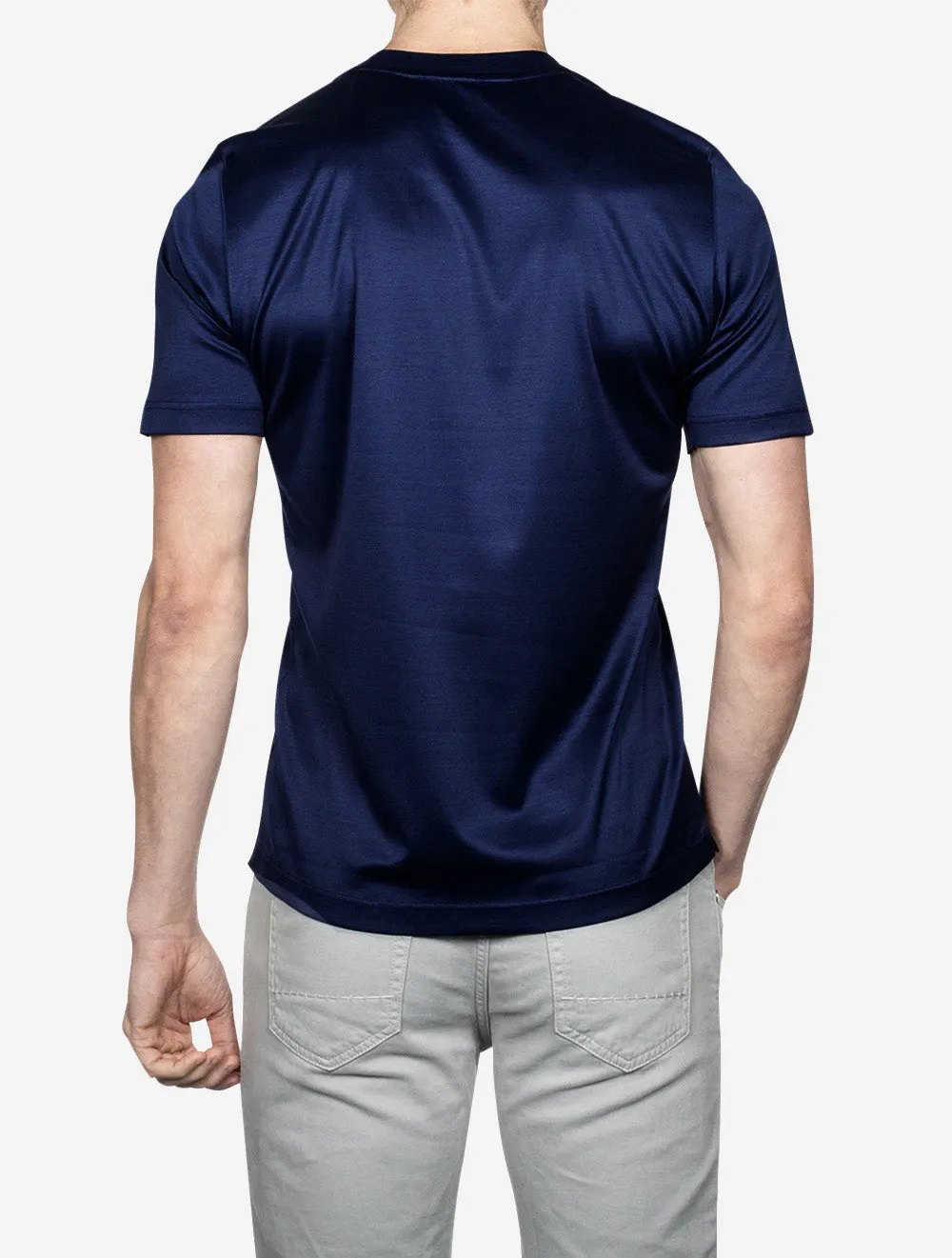 Filo di Scozia Rundhals-T-Shirt Marineblau