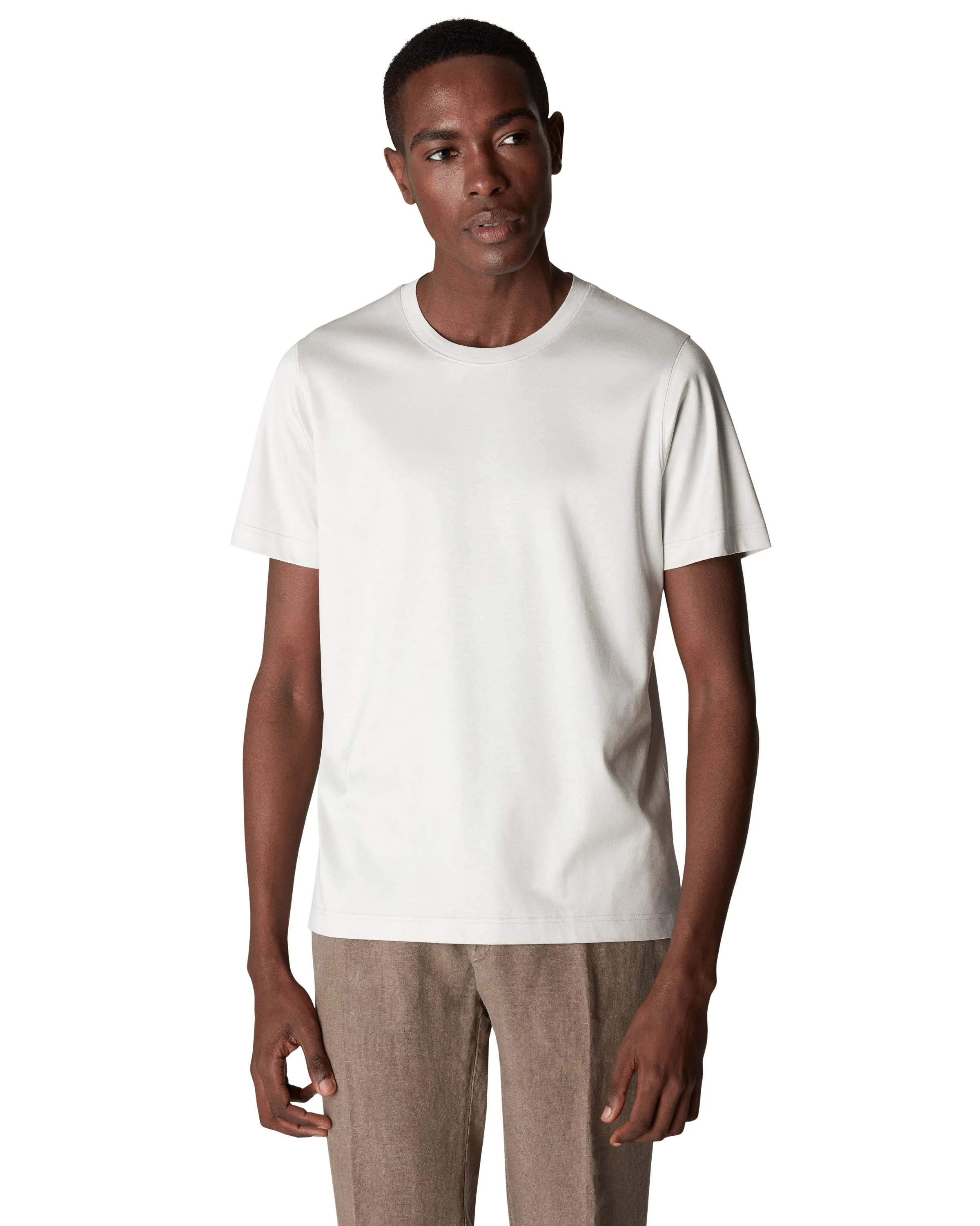 Filo di Scozia Rundhals-T-Shirt Weiß