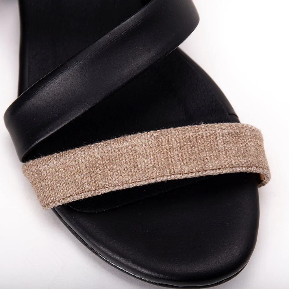 Finna Damen Vegane Apfel-Leder Sandalen | Schwarz
