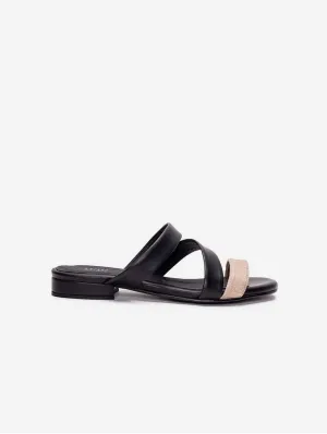 Finna Damen Vegane Apfel-Leder Sandalen | Schwarz