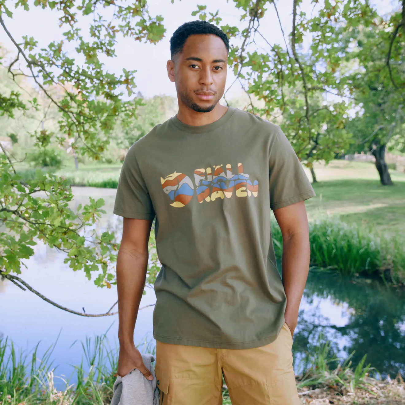 Fjallraven Mehrfarbiges Logo T-Shirt Lorbeergrün