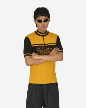 Gelb/Schwarzes Fahrradtrikot mit besticktem Flammen-Logo