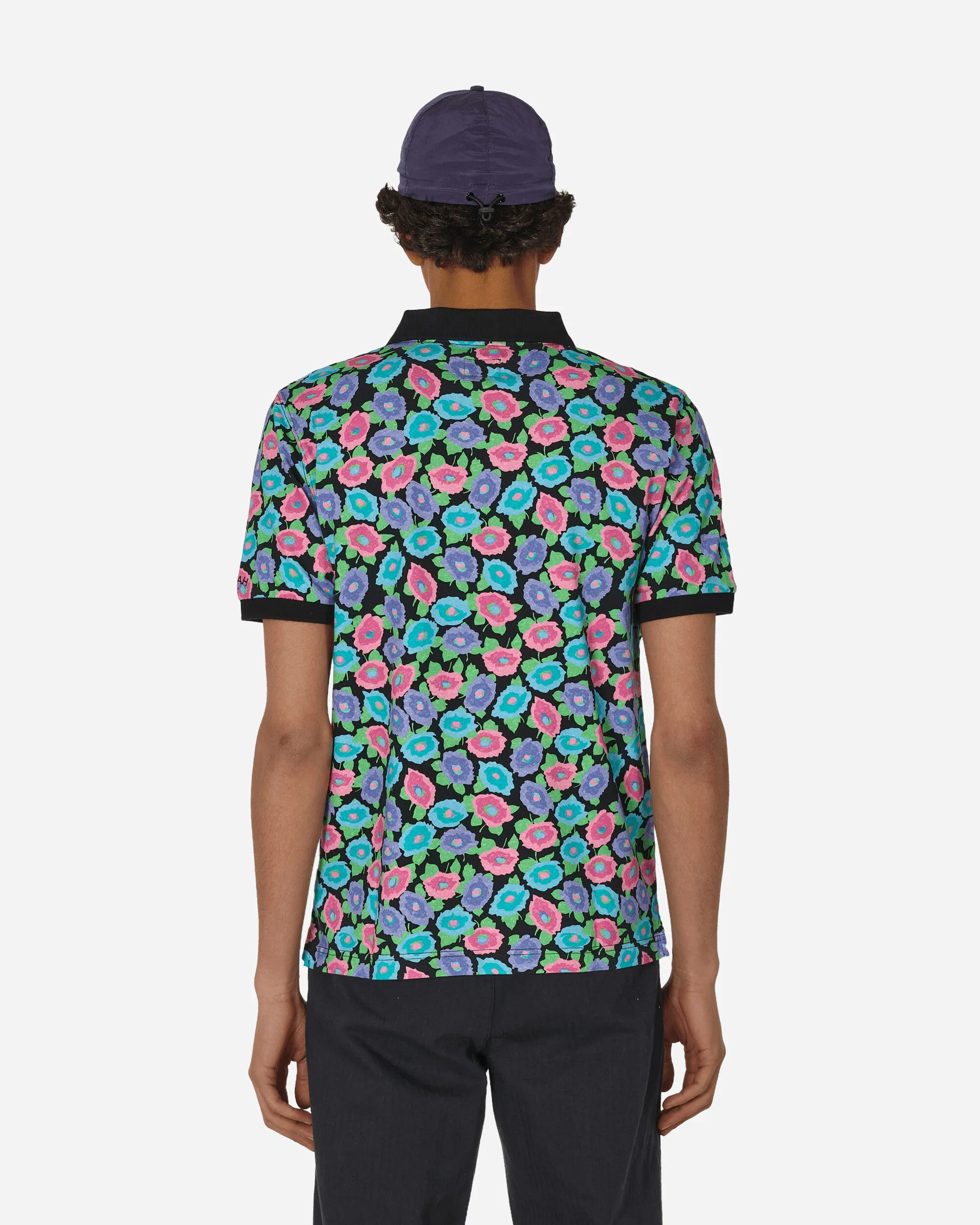Floral Polo T-Shirt Schwarz