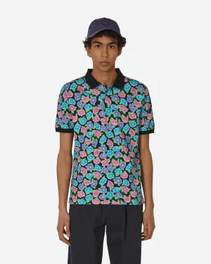 Floral Polo T-Shirt Schwarz