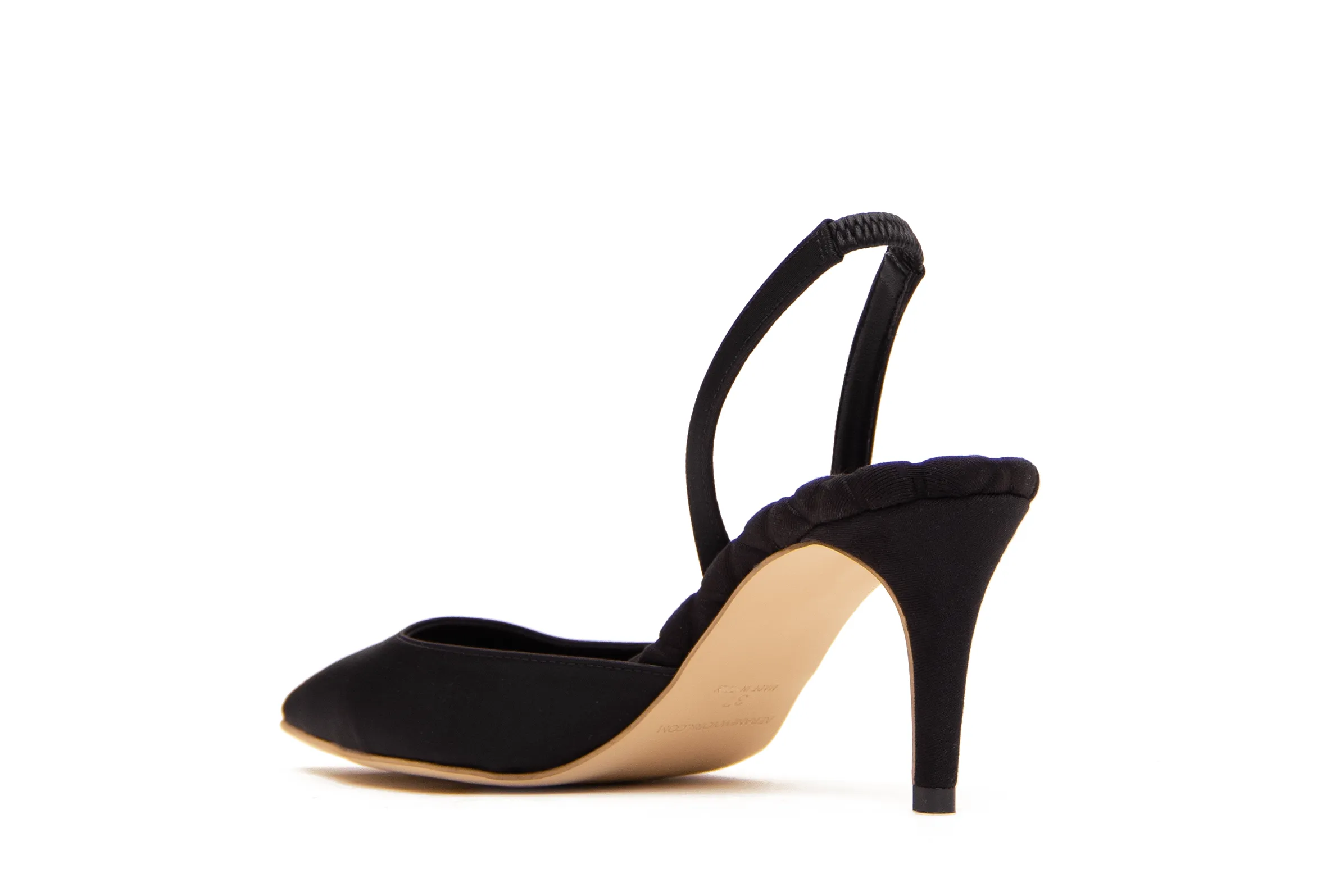 Gabriella Spitzenschuh Vegane Satin Slingback Sandalen | Schwarz
