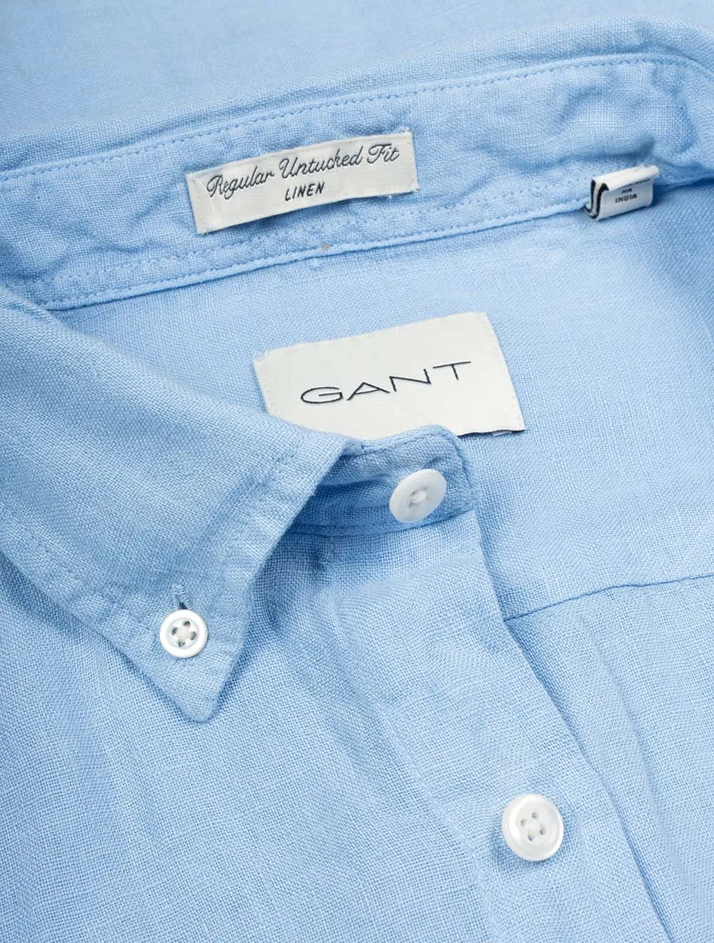 Gefärbtes Leinenhemd Regular Fit Capri-Blau