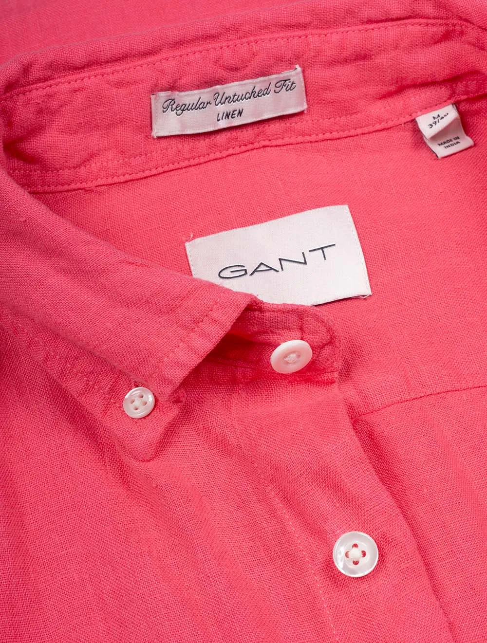Garngefärbtes Leinenhemd Regular Fit in Wassermelonenrot