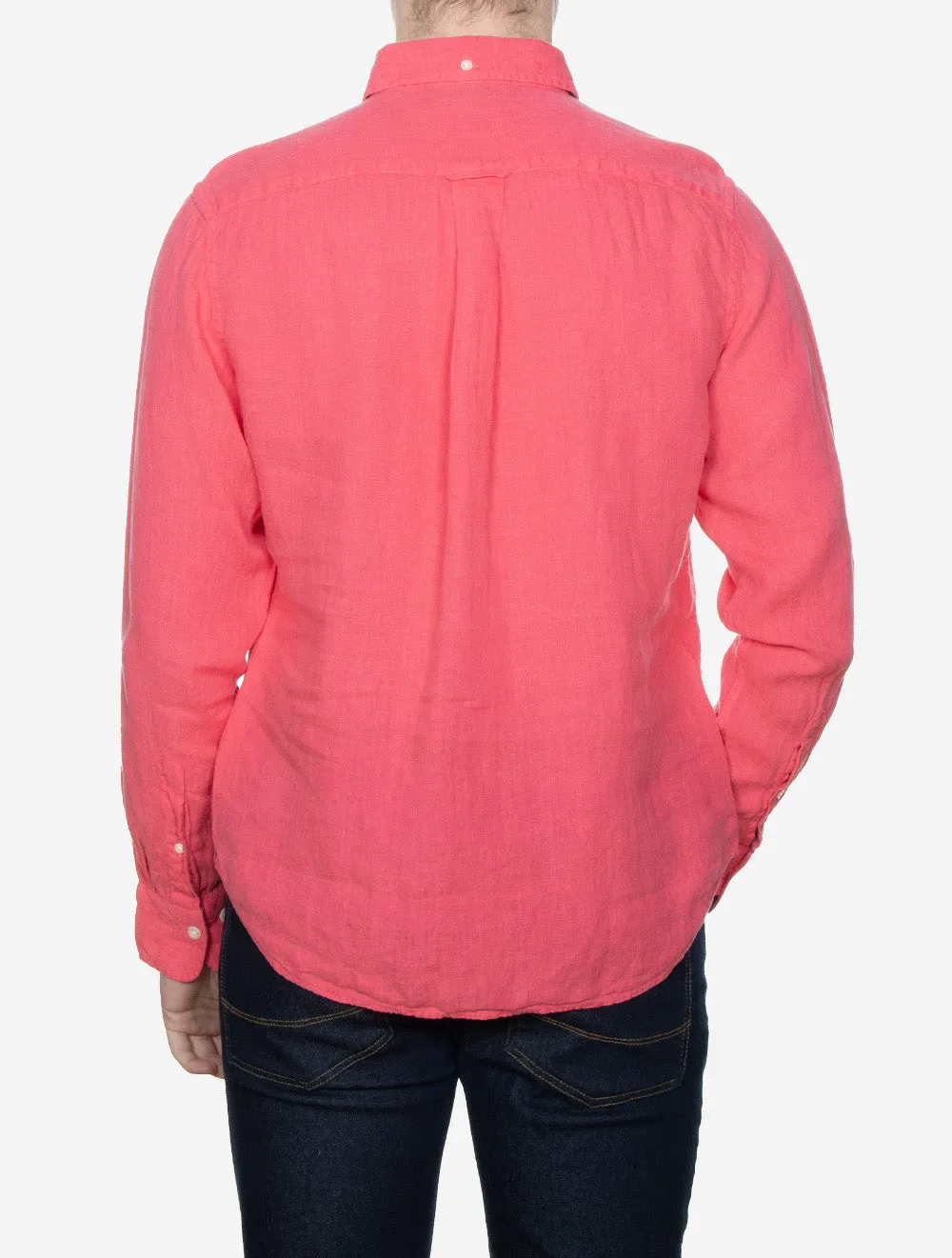 Garngefärbtes Leinenhemd Regular Fit in Wassermelonenrot